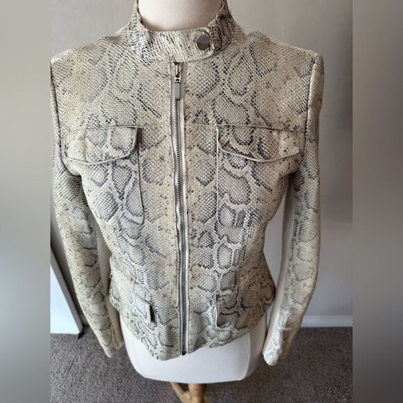 Elie Tahari Gwen Snake Suede Front Jacket Size Medium - Picture 4 of 16